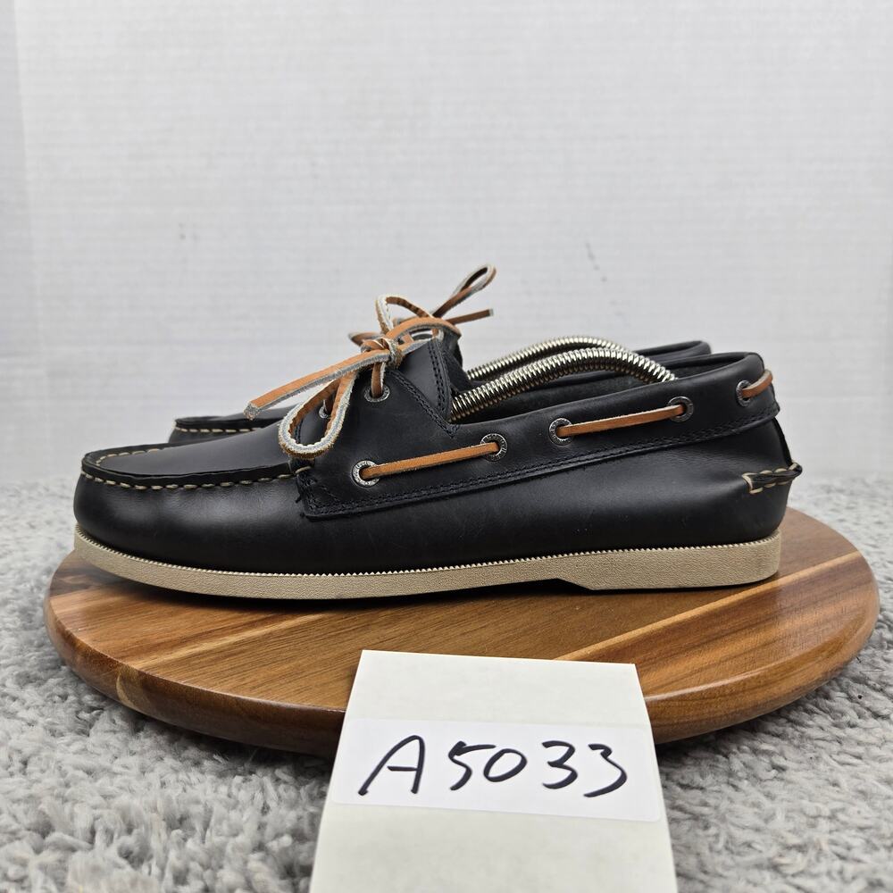 G.H. Bass & Co Mens 8M Hampton Navy Leather Casual Lifestyle Daily Boat Shoe